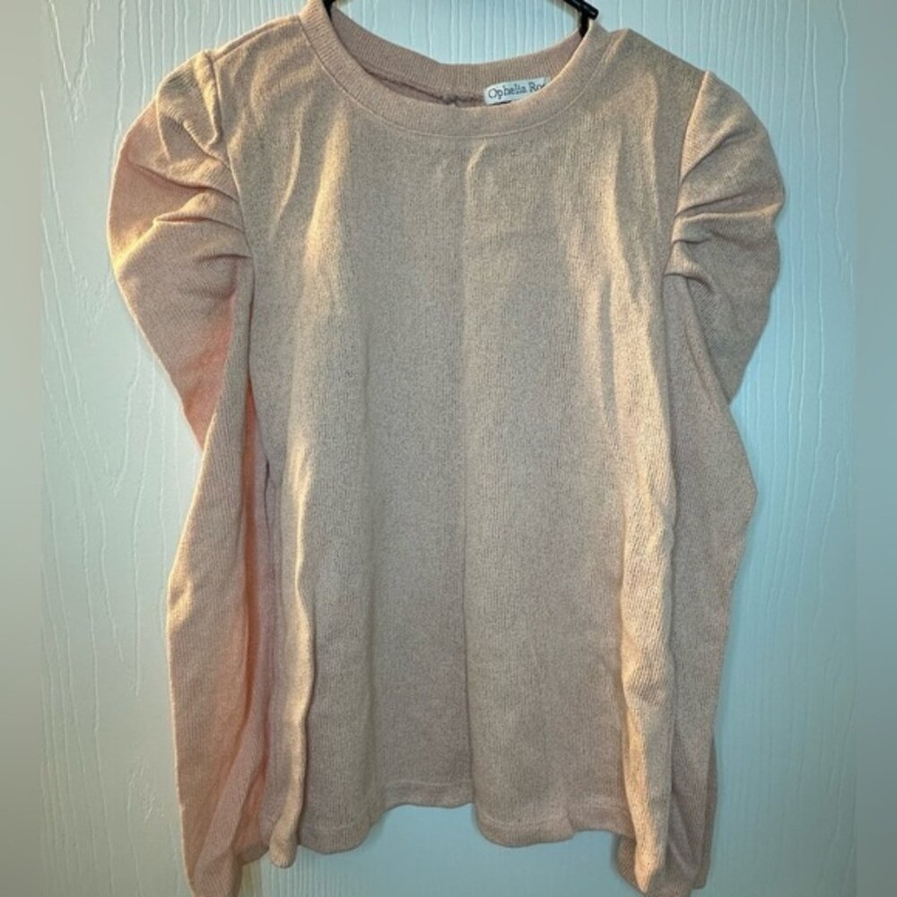 Ophelia Roe light pink peach long puff sleeve pullover sweater size medium
